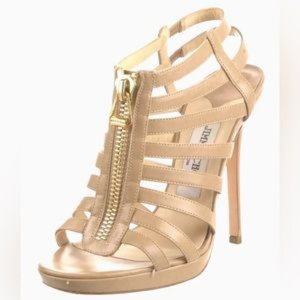 Jimmy Choo caged heel 37 1/2 in Nude
